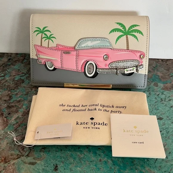 kate spade Bags Kate Spade Pink Cadillac Make It Mine Checking In Car Heritage Purse Flap Poshmark